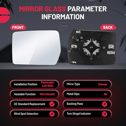 BDFHYK Mirror Glass Compatible with F150 2004-2014 Side View Exterior Mirror Glass with Backing Plate, Replaces 4L3Z-17K707-DB, 4L3Z17K707DB, Heated (Left Side) - size: Left Driver Side, style: 2004-2014 F-150