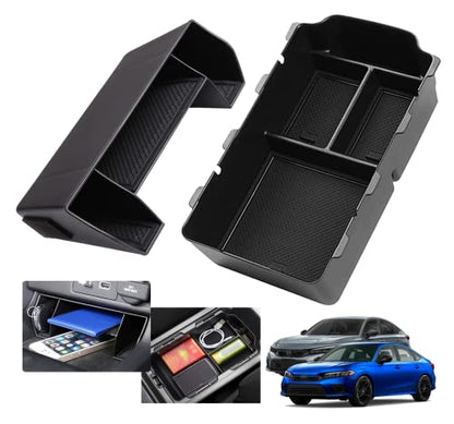 2024 2025 2026 Civic Center Console Organizer Tray for 2023 2022 Honda Civic 11th Gen Sedan Hatchback LX EX Sport 2022 Accessories Civic 2023 Central Console Organizer Insert Tray(2pcs) - style: Civic console big-2pcs