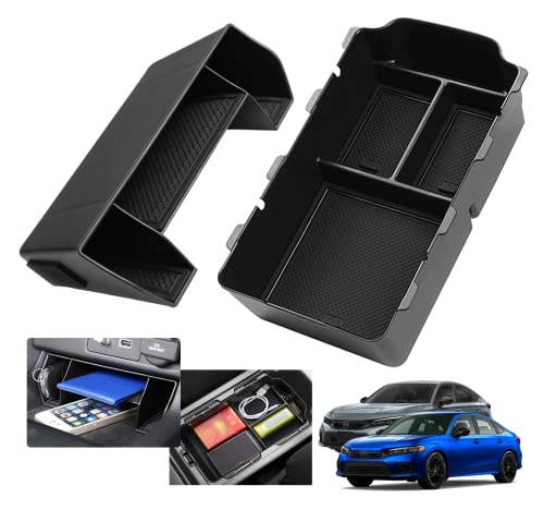 2024 2025 2026 Civic Center Console Organizer Tray for 2023 2022 Honda Civic 11th Gen Sedan Hatchback LX EX Sport 2022 Accessories Civic 2023 Central Console Organizer Insert Tray(2pcs) - style: Civic console big-2pcs