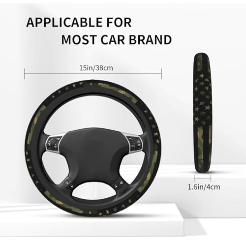 Camo Flag Steering Wheel Covers Non Slip Neoprene Universal 15 Inch Steering Wheel Protector Car Cover for Men Women - color: Camo Flag