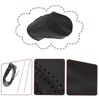 Riloer Gear Shift Knob Cover, Leather Shift Lever Cover, Compatible with New Buick 2015-2020, Compatible with Buick Envision 2014-2021, 1 Set (Black Thread) - color: Black Thread