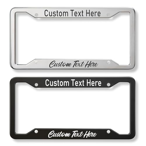 Stainless Steel Custom License Plate Frame - Rust-Proof Metal Car License Plate Holder for Front or Rear - Automotive Exterior Car Accessories for Women and Men - Including Screws (Sliver) - color: Sliver, size: 4 Holes