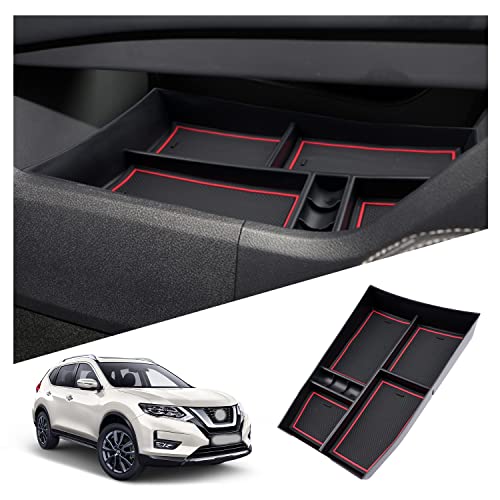 Ruiya 2026 Rogue Lower Console Organizer for Nissan Rogue 2026 Accessories ABS Material with Coin Storage Under Console Organizer Compatible with 2021-2026 Nissan Rogue S/SL/SV/Platinum - color: Red