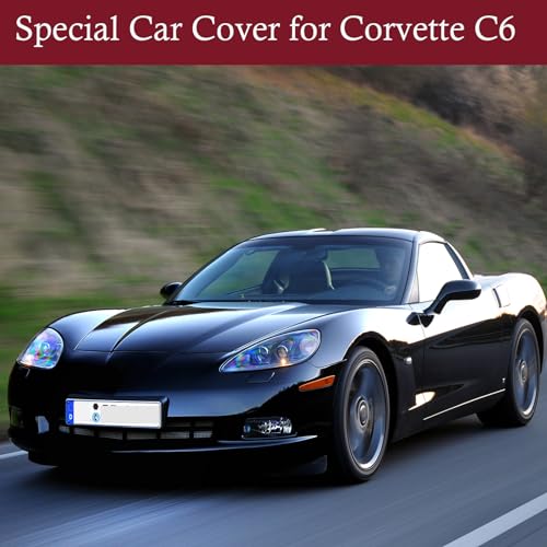 Indoor Car Cover Compatible with 2005–2013 C6 Corvette Custom-fit Breathable Dust-Proof Stretch Car Cover for Underground Garage, Car Show（Black+Red） - size: C6