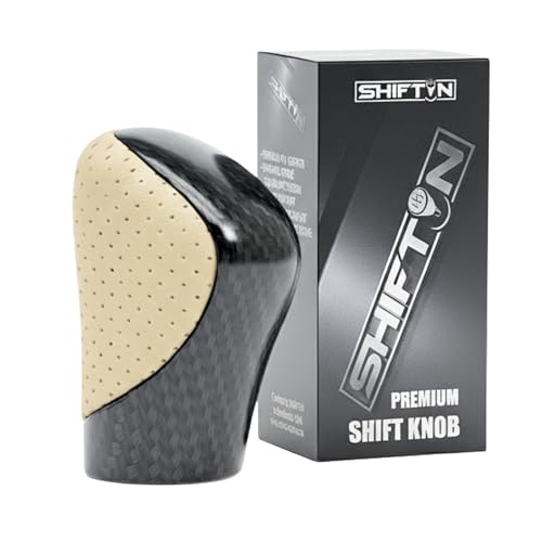 Gear Shift Knob Shifter for Lexus ES GS GX is NX RC RX 200t 300 350 3450h 450hL 350L (Beige Ivory Leather/Carbon Pattern) - color: Beige Ivory Leather / Carbon Pattern