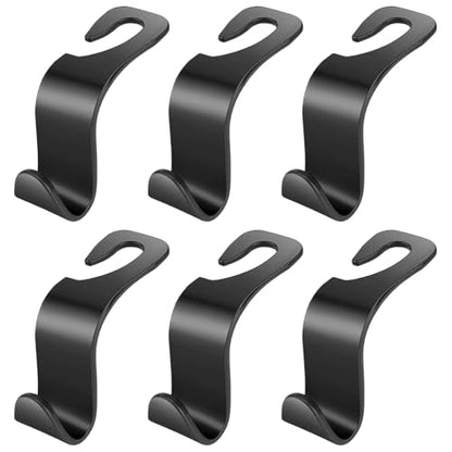 6 PCS Car Seat Hooks Set,Universal Car Headrest Hooks for Bags Purses Groceries, Back Seat Organizer Hanger,Black Smooth Design - color: Black Smooth Design