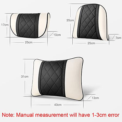 LUNDA Luxury Car Neck Pillow Car Travel Neck Rest Pillows Seat Cushion Support Napa Leather for Mercedes Benz S-Class headrest （Beige） - color: Beige