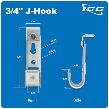 ICC Ceiling Mount J Hook 3/4” Without Retainer Clip - Galvanized Steel Cable Management Hooks for Hanging Cable - Rust-Resistant, EIA and TIA Compliant - 3/4 Inch 25 Pack - size: 3/4 in, style: Ceiling Mount