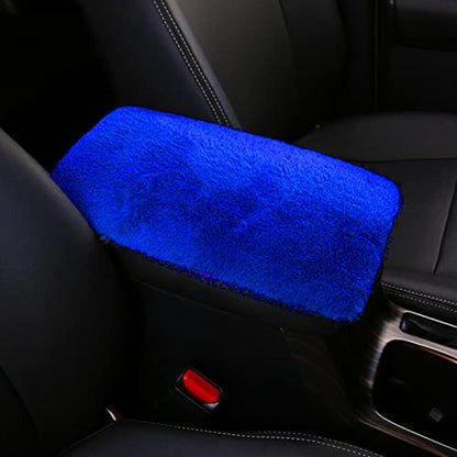 Fluffy Furry Armrest Cover for Car, Auto Center Console Cover Pad Car Soft Console Pad Wool Fur Armrest Seat Box Cover Protector Universal Fit for Most Vehicle, SUV (Royal Blue) - color: Royal blue