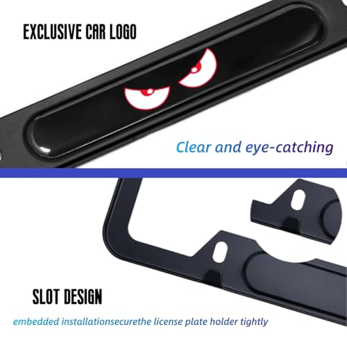 2 Pcs Black License Plate Frames License Plate Covers Eye Pattern Metal Aluminum Material Screw caps Cover Set - color: EYE