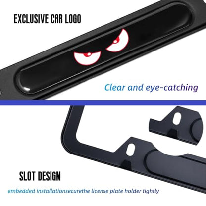 2 Pcs Black License Plate Frames License Plate Covers Eye Pattern Metal Aluminum Material Screw caps Cover Set - color: EYE