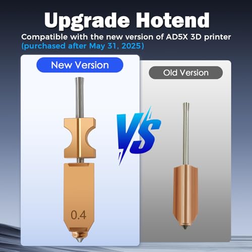 Upgrade 3PK 0.4MM AD5X Hotend for Falshforge AD5X Nozzle High Flow 32mm³/s High Speed Hardened Steel Quick Detachable Nozzle High Speed Print Head Replacement with Extra 3PK Silcone Sock - style: 0.4MM Hotend(3PK)