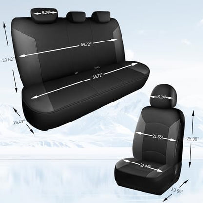 HChengkikz Car Seat Covers Full Set, Waterproof Neoprene Car Seat Covers, Airbag Compatible, Universal Automotive Seat Covers for Most Sedans, SUVs, Trucks (Black + Darkgray) - color: Black Darkgray, size: Full Set