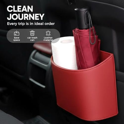 Universal Leather Car Door Cup Holder Trash Can, Leakproof Car Trash Bin,Multifunctional Back Seat Car Organizer for Hold Phones, Snacks, Drinks (A-Brown) - color: A-Brown