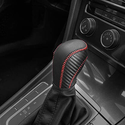 JIECHEN Auto Car Leather Gear Shift Knob Cover for Golf Jetta Passat Tiguan Atlas Beetle GLI Eos CC Golf TDI E-Golf Golf Sportwagen Jetta Hybrid Golf R Golf GTI Jetta Accessories (red) - color: Red
