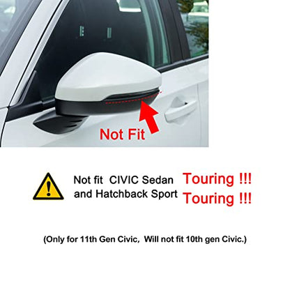 Thenice for 11th Gen Civic Rearview Mirror Cover Side Rear View Mirror Protector Compatible with Honda Civic 2022 2023 2024 2025 2026 -Glossy Black