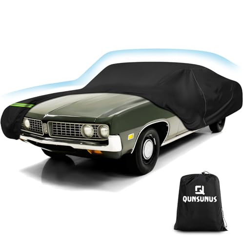 QUNSUNUS Car Cover for Ford Torino 1968-1976 and Fairlane 1962-1970 2/4 Door, Waterproof Gran Torino Car Cover with Cotton Lining, All Weather Fairlane Cover with Straps and Zipper - color: for Ford Torino&Fairlane 2/4-Door