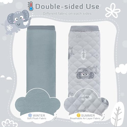 INFANZIA Car Seat Strap Covers for Infants Babies, Soft Carseat Shoulder Pads for Kids, Double-Sided Use Seatbelt Cushion Covers for Stroller, Pushchair & High Chair (Gray) - color: Gray