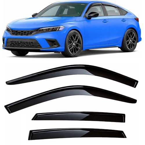2022-2026 Tape-On Rain Guards for Honda Civic Hatchback Side Window Visor Deflectors HB LX Sport Touring EX-L Tinted Vent Shades Protectors 2023 2024 2025 - size: For Honda Civic Hatchback 2022-2026 (Tape-On)
