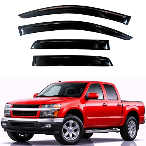 KPY Rain Guards Fit for 2004-2012 Chevrolet/Chevy Colorado & GMC Canyon Crew Cab, Out-Channel Window Visors Vent Deflectors 4PC, Truck Accessories for 2004-2010 Isuzu D-Max Double Cab (Full-Size Cabs) - size: 2004-2012 Colorado/Canyon Crew Cab