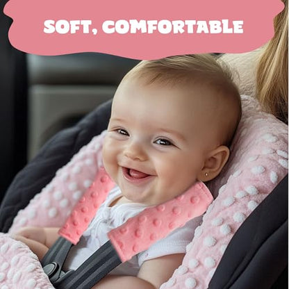 Car Seat Strap Covers for Babies Soft Car Seat Belt Covers, Mink Car Seat Straps Shoulder Pads for Boys and Girls, Peach - color: Peach