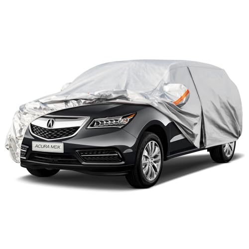Kayme 6 Layers SUV Car Cover Custom Fit for Acura MDX (2001-2025) Waterproof All Weather for Automobiles, Outdoor Full Cover Rain Sun UV Protection.Silver - size: 1. Custom Fit Acura MDX