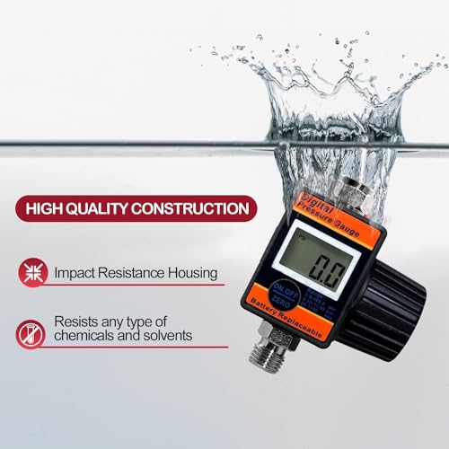 LE LEMATEC Digital Air Pressure Regulator, 1/4-Inch NPT Diaphragm Airflow Valve Up to 160 PSI Digital Gauge for HVLP Spray Paint Gun, Sand Blaster & Other Pneumatic Tools (DAR02B) - style: Diaphragm Valve Version