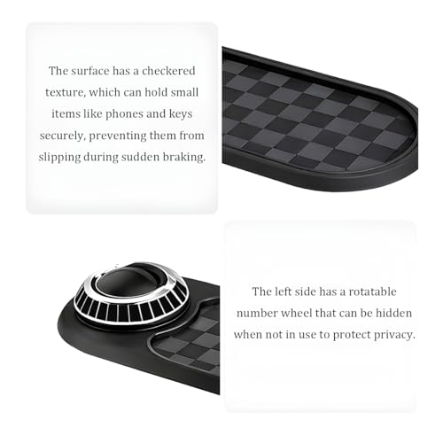 Car Dash Anti-Slip Pad, 3-in-1 Rotatable Dash Non-Slip Mat with Phone Holder & Temporary Parking Number, Multifunctional Dashboard Grip Mat for Key Gadgets, Universal Fit (Gray/Silver) - color: Gray/Silver