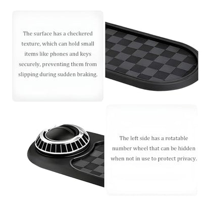 Car Dash Anti-Slip Pad, 3-in-1 Rotatable Dash Non-Slip Mat with Phone Holder & Temporary Parking Number, Multifunctional Dashboard Grip Mat for Key Gadgets, Universal Fit (Gray/Silver) - color: Gray/Silver