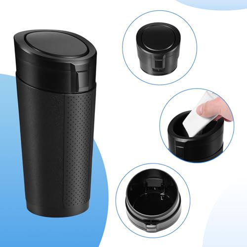 Car Trash Can Bin with Lid, Mini Leakproof Garbage Can for Vehicle, Cup Holder Trash Can, Small Trash Bin for Cars, Home, Bedroom, Office (Black 01) - color: Black 01