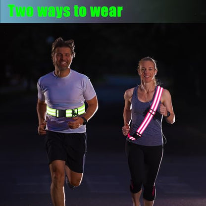 Saintrygo Reflective Sash for Walking at Night Running Gear Safety Reflective High Visibility Jacket Adjustable Sash for Walking Cycling at Night - color: Fluorescent Green, Rose Red