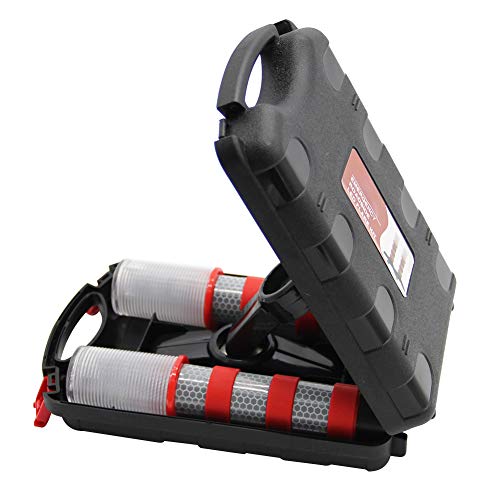 Twinkle Star Emergency Roadside Flares Kit LED Safety Strobe Road Warning Light Highway Beacon Alert Flare with Magnetic Base, Detachable Stand, Solid Storage Case (Set of 2) - color: Gray, size: 2 Sets