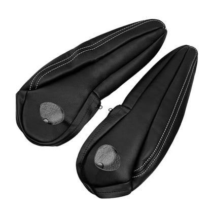 Black Leather Driver & Passenger Side Armrest Cover Compatible with Chrysler Town & Country 2011 2012 2013 2014 2015 2016