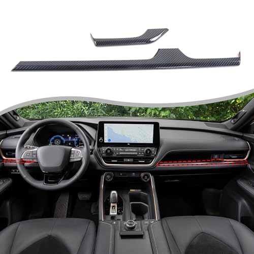 Car Center Console Trim Strips Compatible with Toyota Grand Highlander 2024 2025 2026,ABS Center Console Dashboard Panel Cover Strips Interior Decoration Accessories 2PCS (Carbon Fiber Pattern)