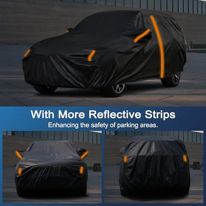 Car Cover for Honda Prologue 2023-2026 and for Lincoln Nautilus 2018-2026 and for Lincoln Aviator 2003-2026, Sun Rain UV Snow Dust Protection, Custom Fit with Driver Door Zipper & Reflective Strips