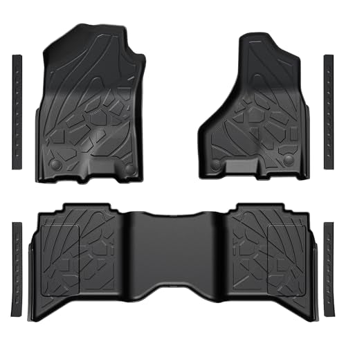 Floor Mats for 2019-2024 Ram 1500 (Only Classic Body) Crew Cab 2013-2018 1500/2500/3500 Crew Cab, TPE All Weather Durable Floor Liners Door Sill Guards for Ram 1500 Classic - size: 2019-2024 | For Dodge Ram 1500 Classic