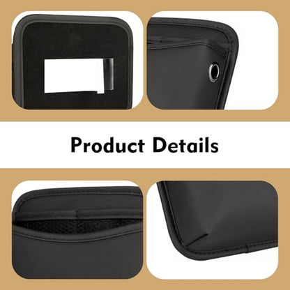 Car Seat Side Storage Pocket, Leather Multifunctional Console Side Organizer Bag, Self-adhesive Auto Door Pocket Organizer, Universal for Most Cars (Black)
