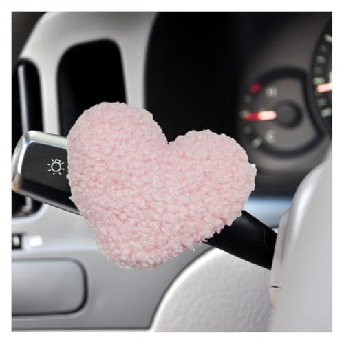 Cute Heart Car Wiper Shift Handle Decoration, Soft Plush Automotive Dashboard Ornament, Creative Vehicle Interior Steering Wheel Decorative Accessories Present for Men Women (Pink) - color: Pink