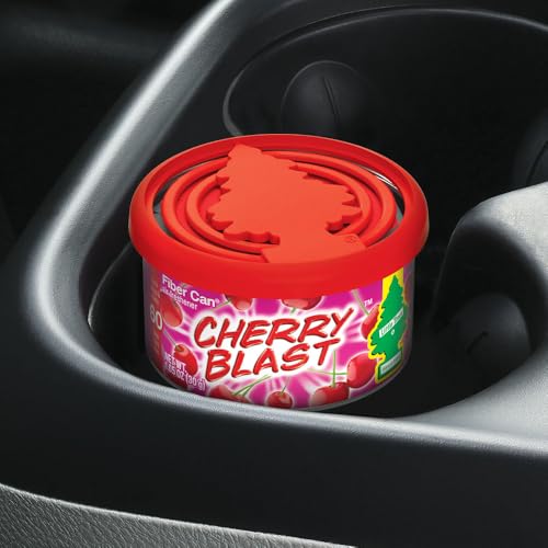 LITTLE TREES Car Air Freshener | Fiber Can Provides Long Lasting Scent for Auto or Home | Recycled Fiber | Cherry Blast, 4 Air Fresheners - color: Cherry Blast