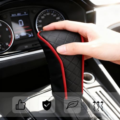 Car Gear Shift Cover, Universal Car Accessories Compatible with Most Truck/Car/SUV, Leather Gear Shift Cover, Soft Comfort, Black Red - color: dangbataoBlackRed