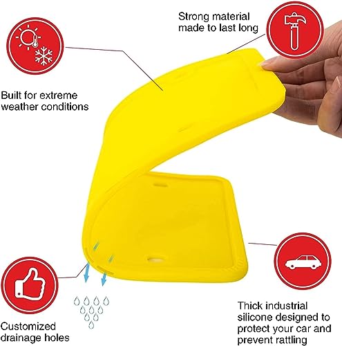 XCLPF Silicone Yellow License Plate Frame Covers 1 Pack- Front and Back Car Plate Bracket Holders. Rust-Proof, Rattle-Proof(Yellow) - color: 1 Pack Yellow