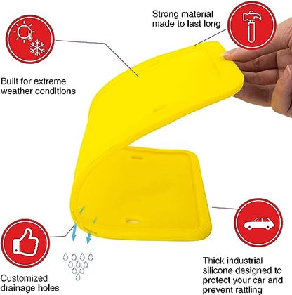 XCLPF Silicone Yellow License Plate Frame Covers 1 Pack- Front and Back Car Plate Bracket Holders. Rust-Proof, Rattle-Proof(Yellow) - color: 1 Pack Yellow