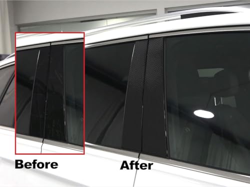 Rvinyl Pillar Post Pre Cut Window Trim Kits in Carbon Fiber 4D Black Compatible with Chevrolet Tahoe 2015-2020 - Adhesive Backs - color: Carbon Fiber 4d (Black)