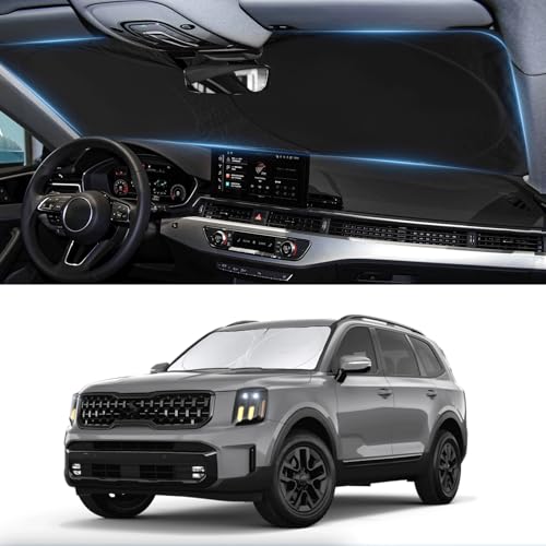 Custom Fit Telluride Windshield Sunshade for Kia Telluride 2020-2025 Front Window Shades Cover for Windshield Sun Visor Protector 210T Reflector Block Heat and Sun Protection Cooler Car Accessories - size: for Kia Telluride 20-25