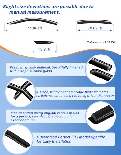 6-PCS Extra-Thick Rain Guards Fit for Honda Civic Sedan 4dr LX 2016-2021 Extra Durable Tape-on Window Rain Guard Window Deflectors Vent Shades Window Visor Vent Visors Exterior - size: Fit for 2016-2021 Honda Civic Sedan 4dr LX
