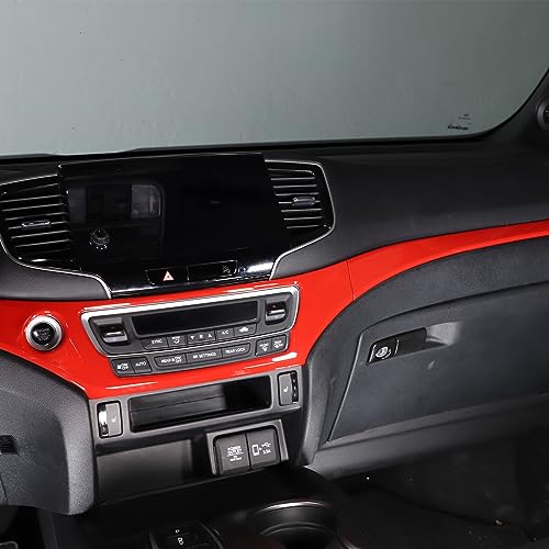 Dashboard Panel Cover Trim for Honda Pilot 2016-2022/ Passport 2019-2025/ Ridgeline 2016-2020 Accessories, Center Console Panel Strip Trim, Center Console Upper Center Pillar Trim, ABS (Red) - color: Red