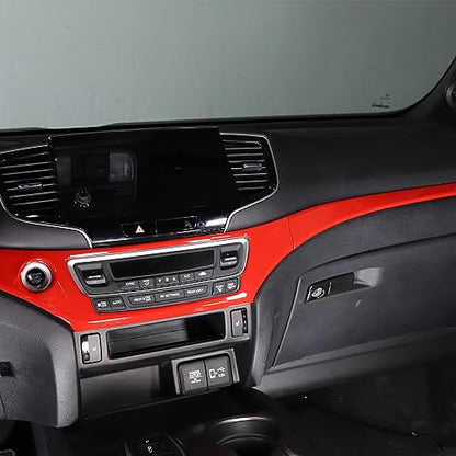 Dashboard Panel Cover Trim for Honda Pilot 2016-2022/ Passport 2019-2025/ Ridgeline 2016-2020 Accessories, Center Console Panel Strip Trim, Center Console Upper Center Pillar Trim, ABS (Red) - color: Red