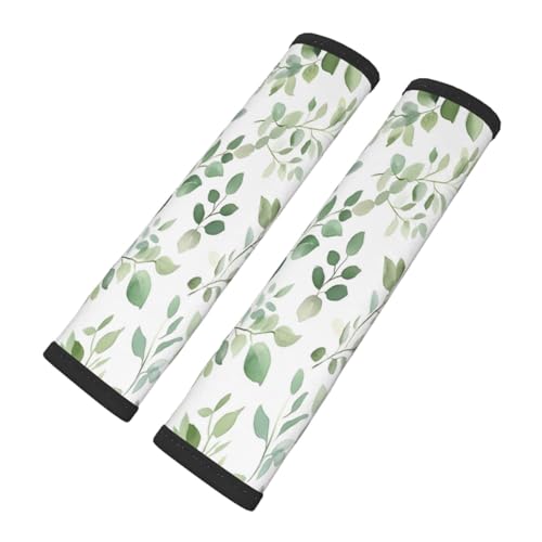 Seat Belt Cover Pad Green Eucalyptus Leaves Leaf Soft Safety Car Automotive Seat Belt Pads Cushion Shoulder Strap Covers for Cars or Bags, 2 Pcs - color: Green Eucalyptus Leaves Leaf