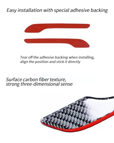 KKTR-CAR Door Handle Cover, Real Glossy Carbon Fiber Door Handle Trim Protector Set Compatible with Tesla Model y/Model 3 2017-2025 Black and red with drip (4 Pieces) - color: Real Glossy Carbon Fiber-Black and red
