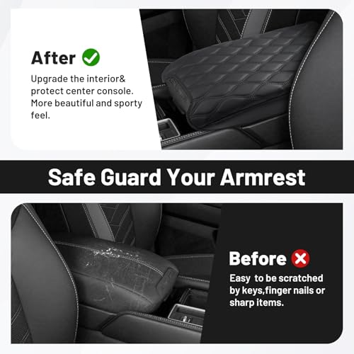 Autorder Center Console Cover for Nissan Pathfinder 2022-2025 2026 Accessories Armrest Cushion Cover Nappa Leather Middle Console Covers Pathfinder Console Cushion Pad Anti-Scratch - size: 22-25 Nissan Pathfinder